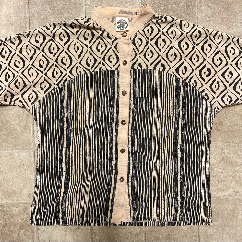 Produce Company Shirt Button-Down L Measurement ‘90s VTG USA Brown